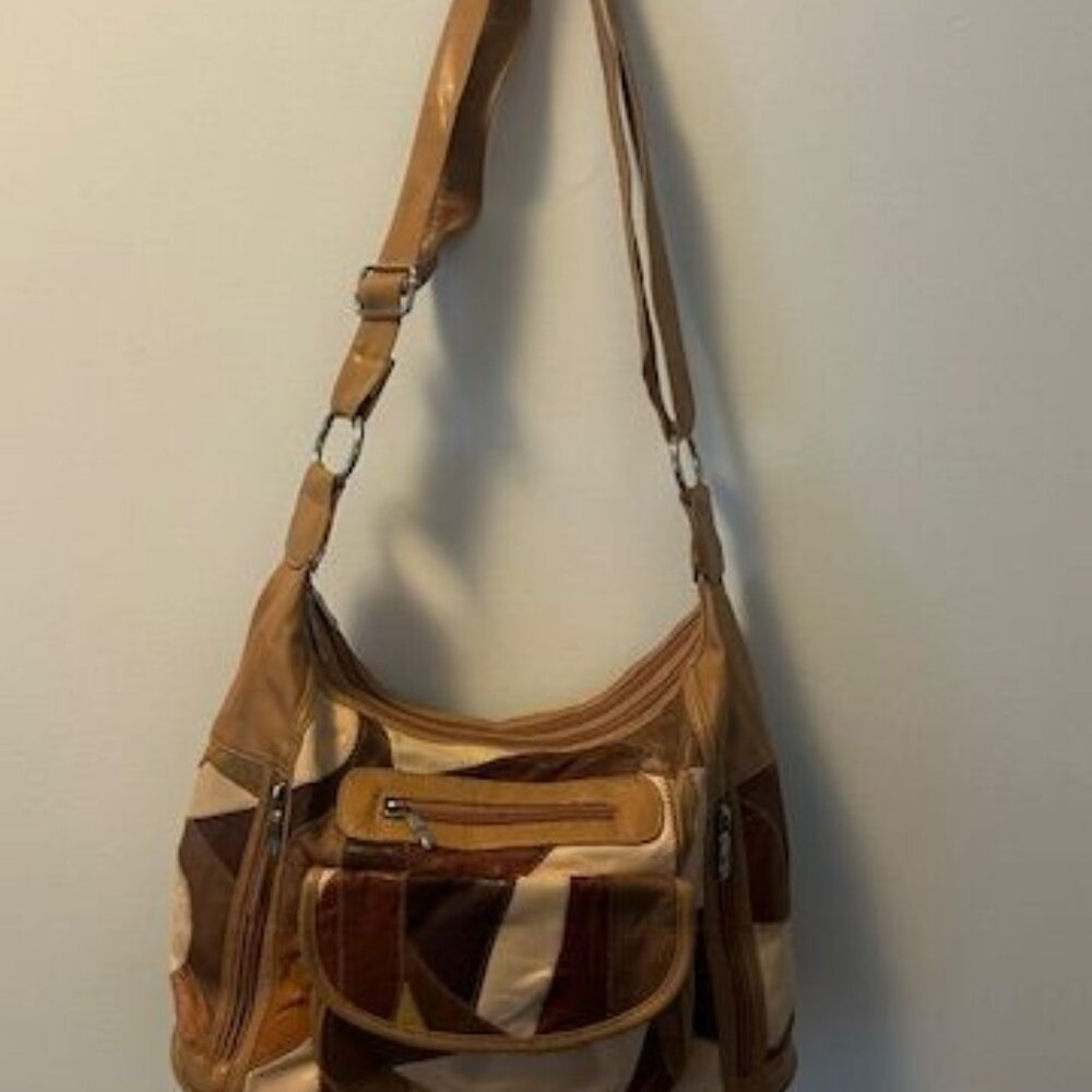 Bentley Leather Patchwork Bohemian Brown Shoulder Purse Hand held bag